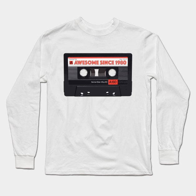 Classic Cassette Tape Mixtape - Awesome Since 1980 Birthday Gift Long Sleeve T-Shirt by DankFutura